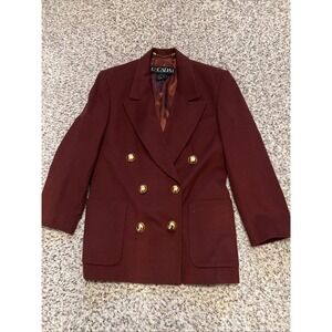 Vintage Escada Lana Virgen Wool/ Angora/ Silk Blazer Sz 42 Burgundy Double Brest